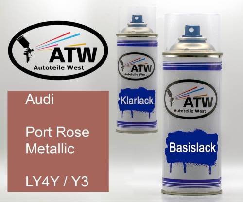 Audi, Port Rose Metallic, LY4Y / Y3: 400ml Sprühdose + 400ml Klarlack - Set, von ATW Autoteile West.